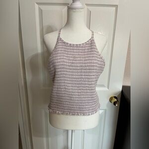 ❤️SO good for life Purple and white checkered tank top